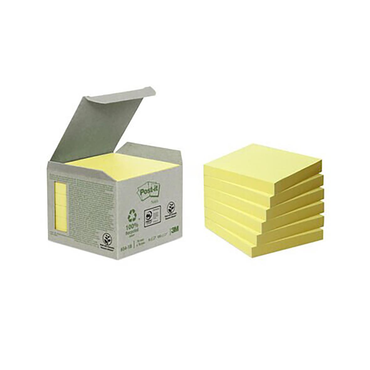 Notisar Post-it 100% gul 76x76mm 10110020