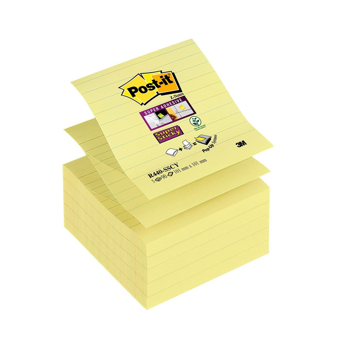 Notisar Post-it Super Sticky Z-block Linjerat 101x101