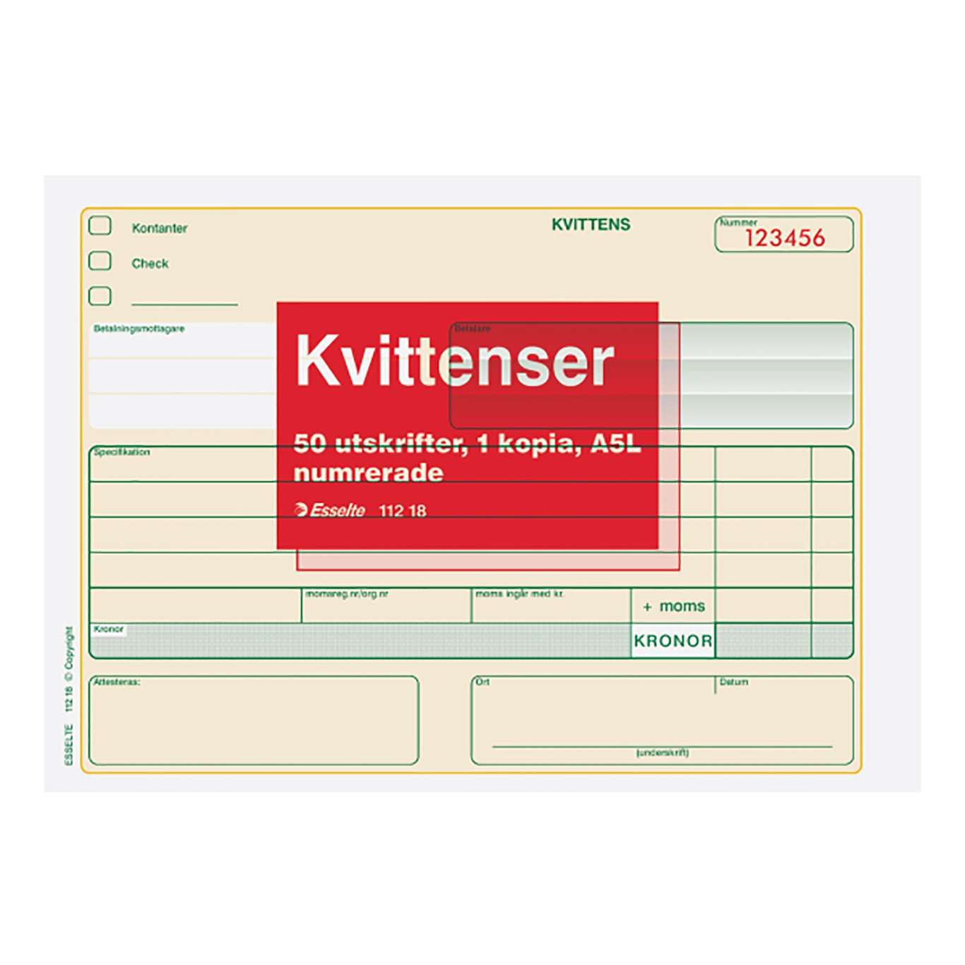 Kvittensblock Numrerad 50 Sidor Med Kopia A5L 10230004