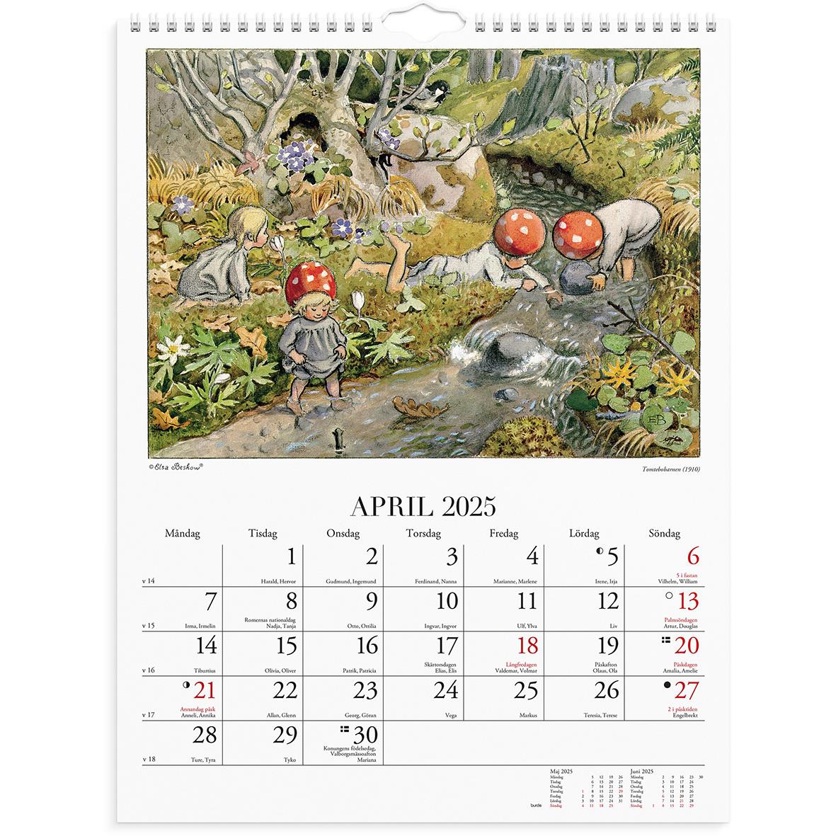 Väggkalender Burde 1748 Elsa Beskow 2025 16030265_2