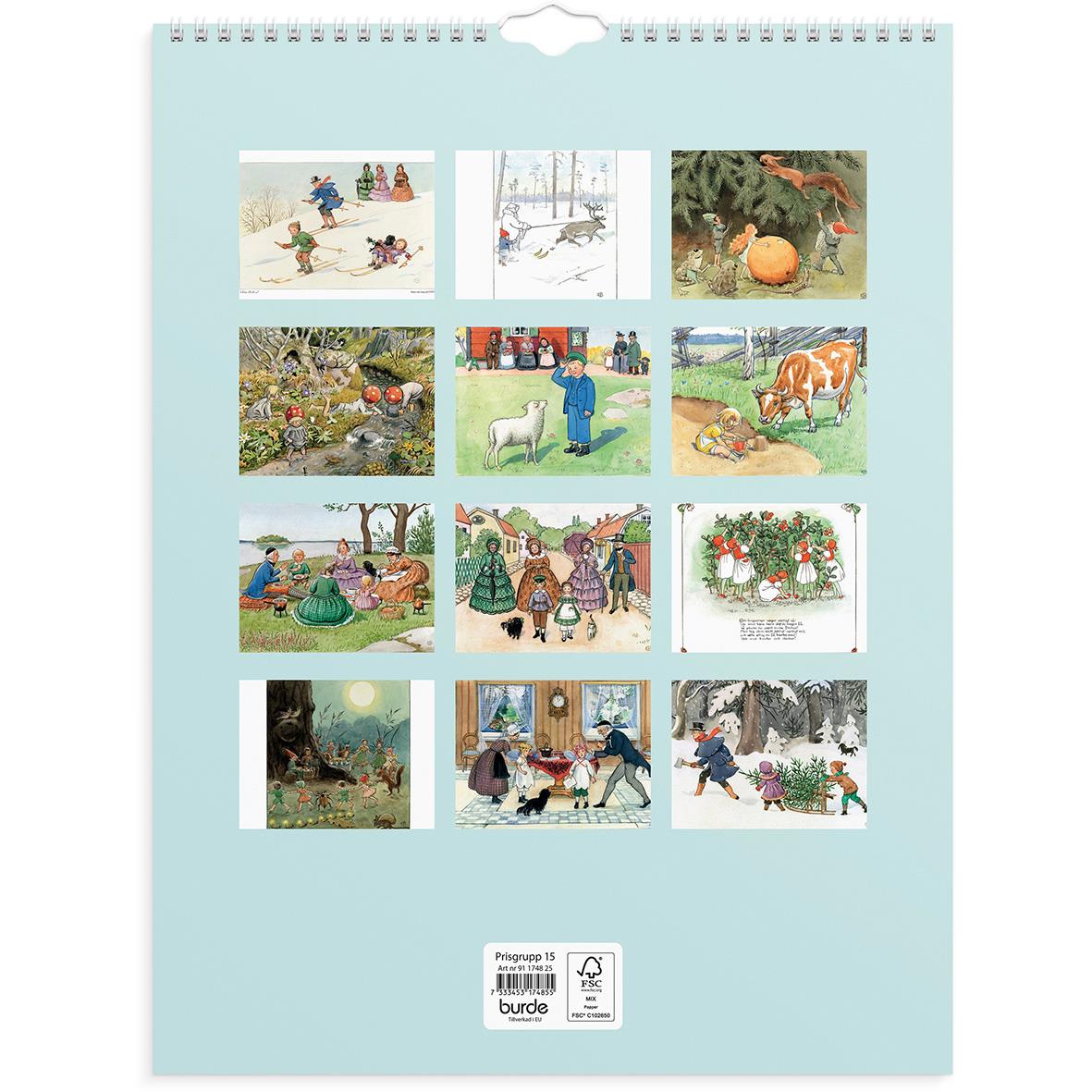 Väggkalender Burde 1748 Elsa Beskow 2025 16030265_3