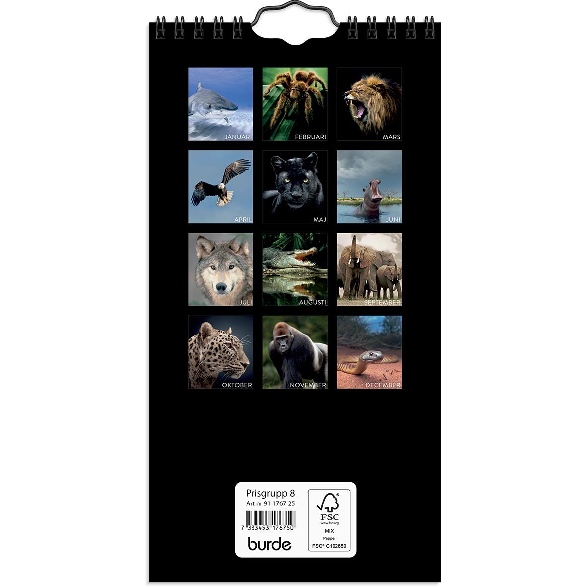 Väggkalender Burde 1767 Wild Animals 2025 16141494_3