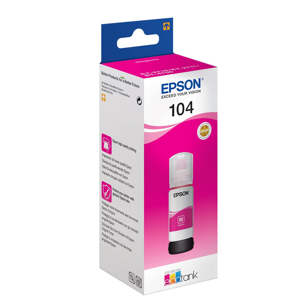 Bläckpatron Epson T104 7500 sidor C13T00P340 Magenta 65ml