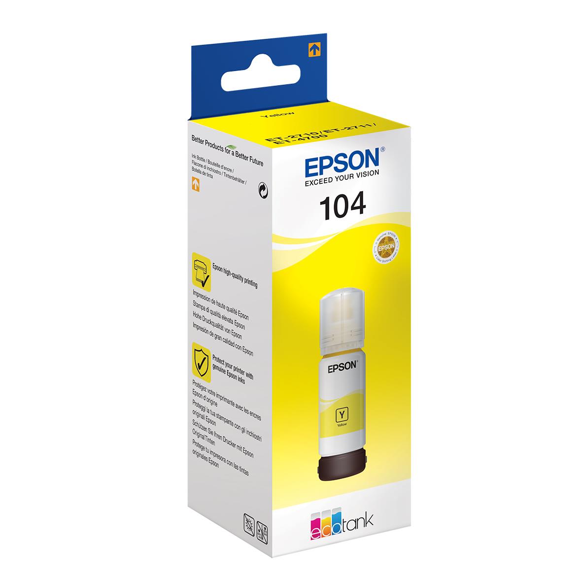 Bläckpatron Epson T104 7500 sidor C13T00P440 Gul 65ml