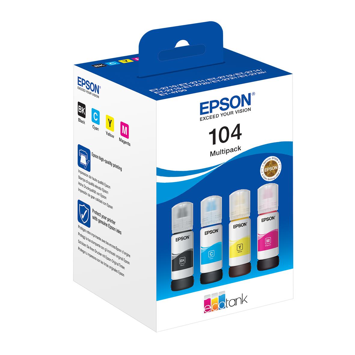 Bläckpatron Epson T104 C13T00P640 4-färg 4x65ml