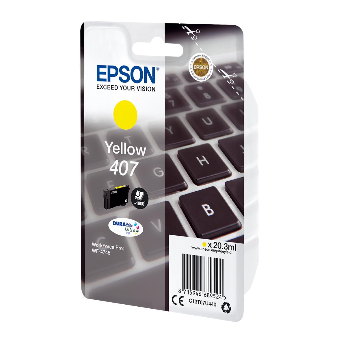 Bläckpatron Epson WF407 C13T07U440 Gul