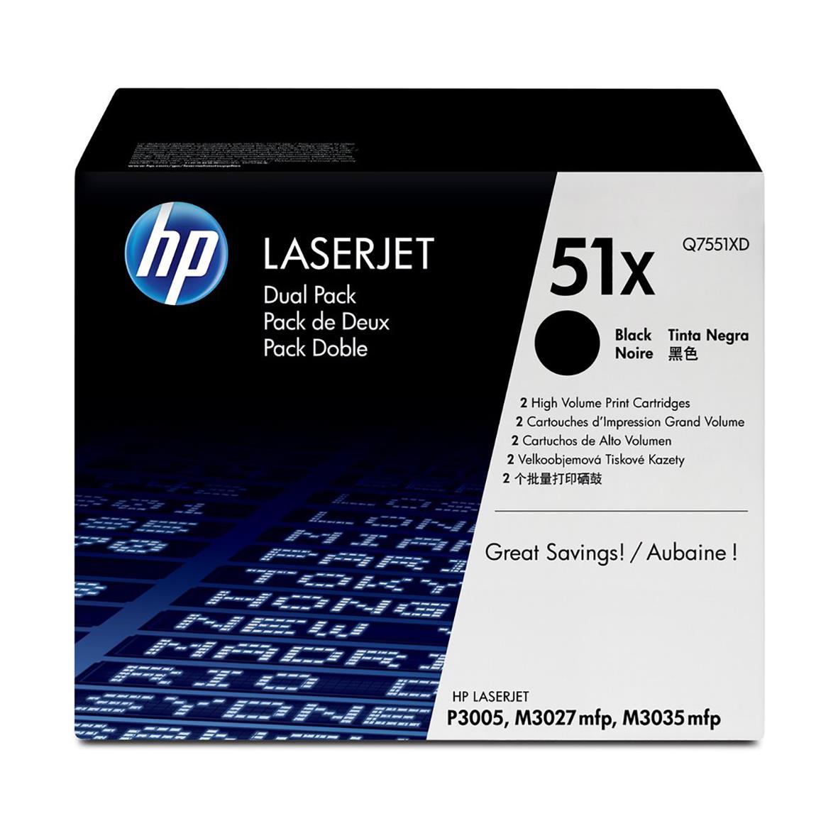 Lasertoner HP 51X Q7551XD Svart