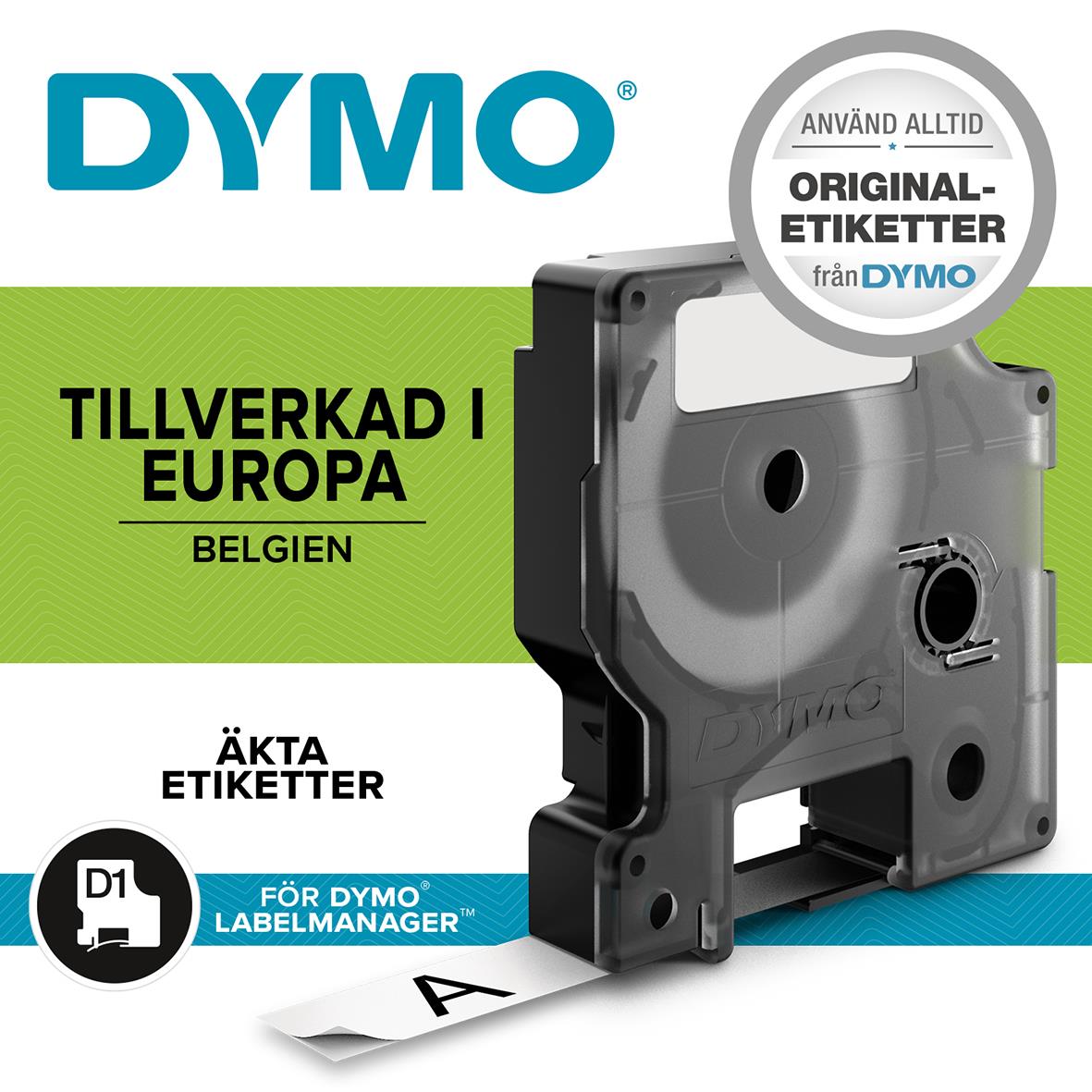 Märkband Dymo D1 12mm Svart/Klar 7m 35270017_2