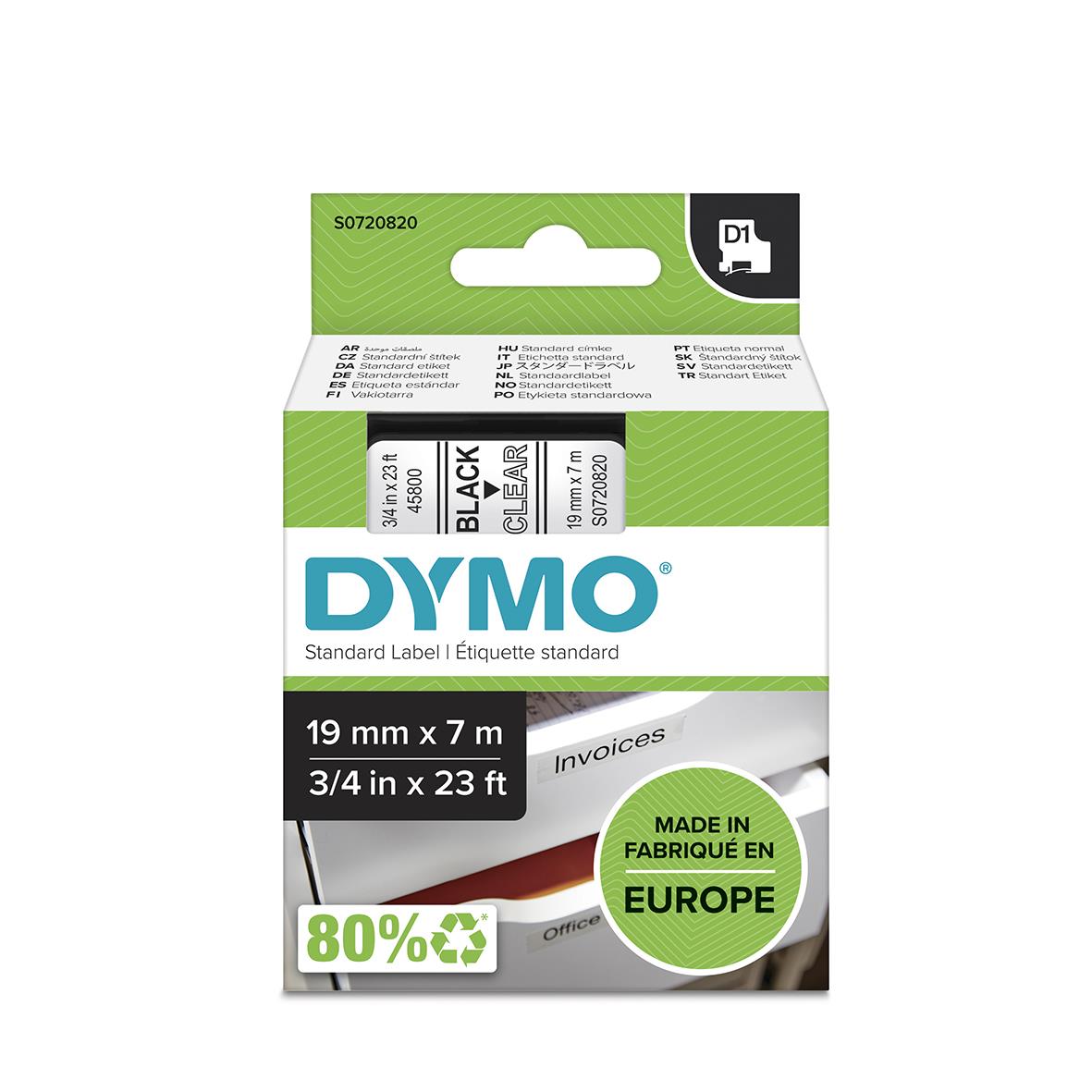 Märkband Dymo D1 19mm Svart/Klar 7m 35270039_5