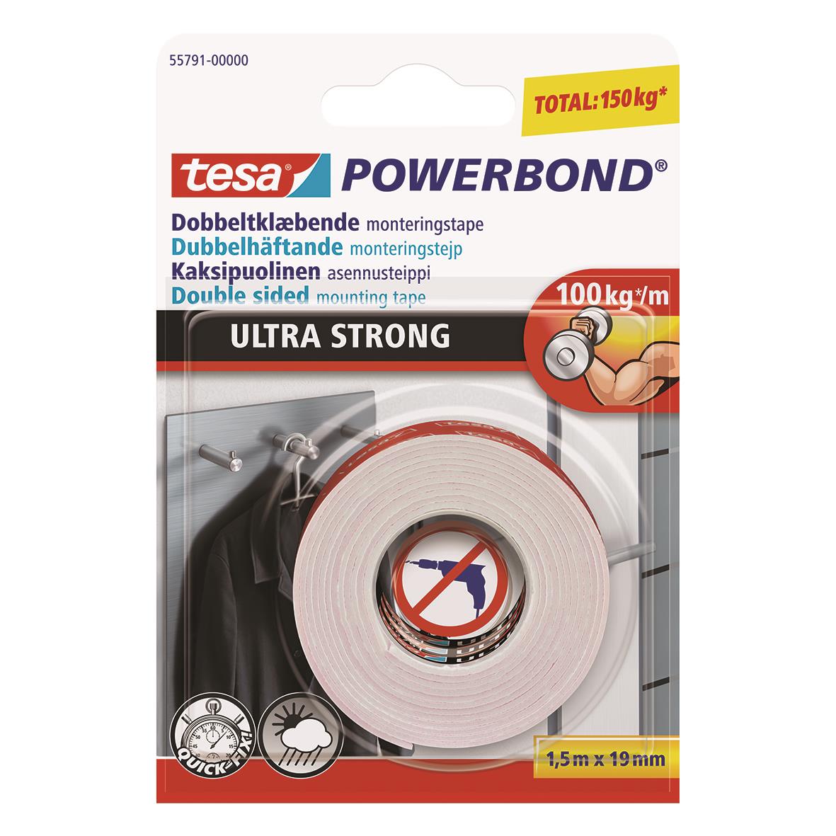 Monteringstejp Tesa Powerbond Ultra Stark Vit 19mm x 1,5m 42011222_10