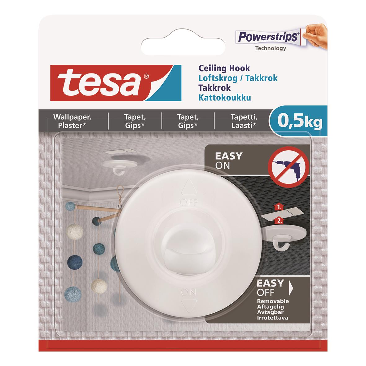 Självhäftande Takkrok Tesa Powerstrips Tapet Vit 0,5kg 42011230_9