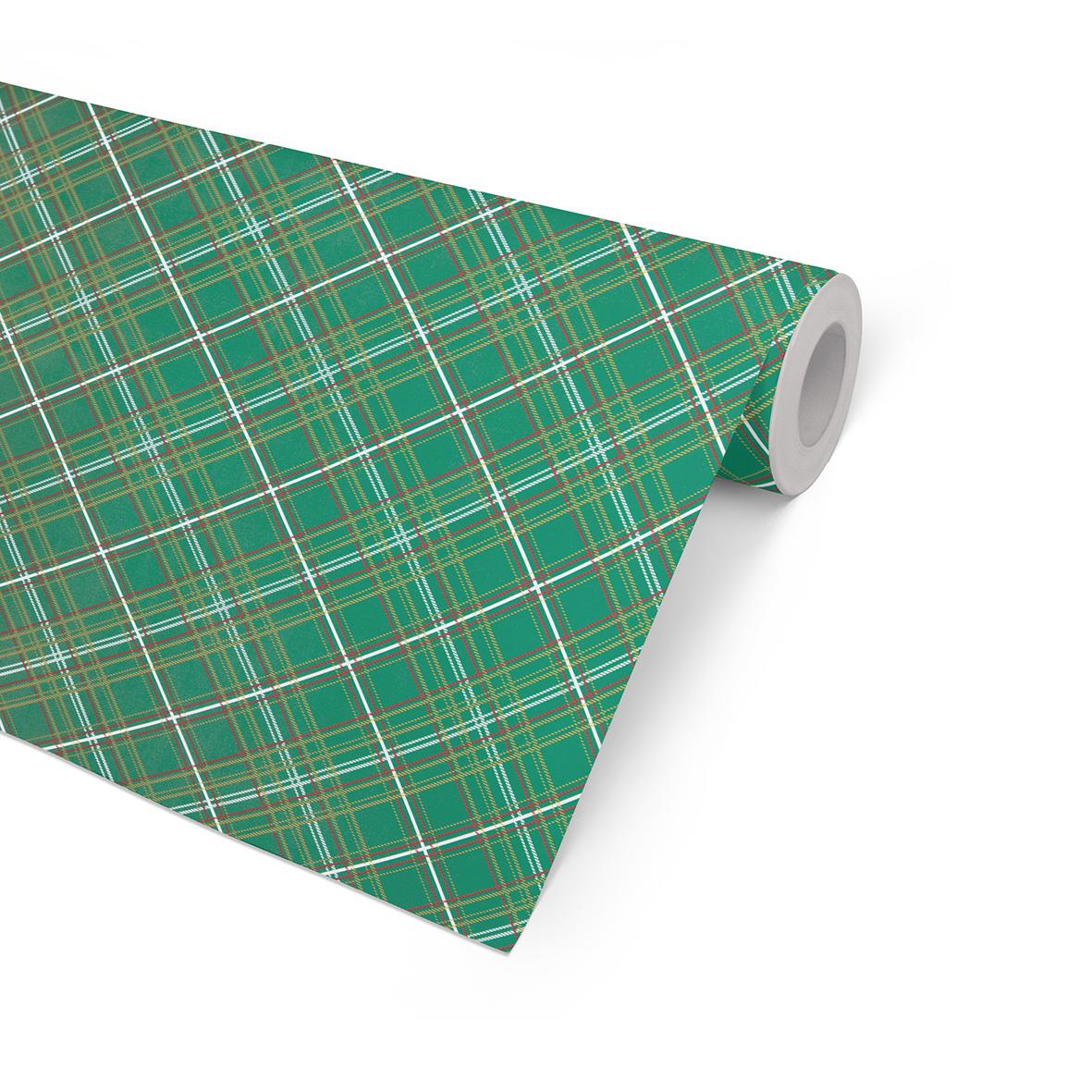 Julpapper Tartan, green 57cm x 100m