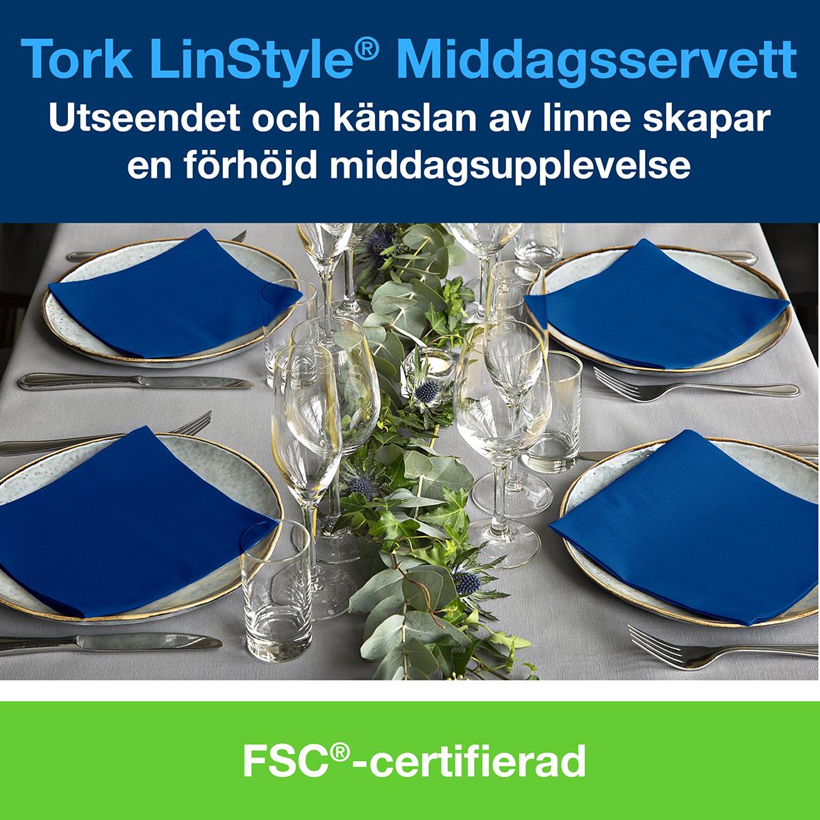 Servett Tork LinStyle Blå 39x39cm 50250196_3