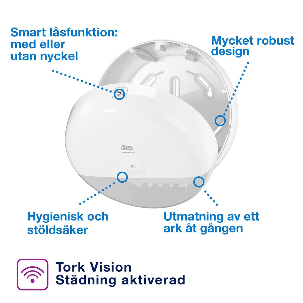 Dispenser Toalettpapper Tork T9 SmartOne Mini vit 50250297_2