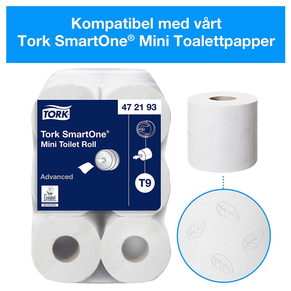 Dispenser Toalettpapper Tork T9 SmartOne Mini vit 50250297_5