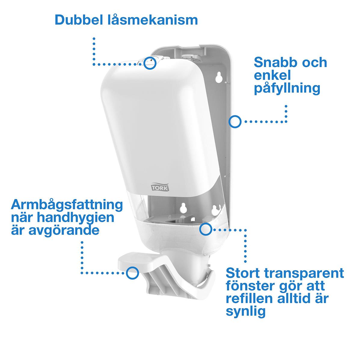 Dispenser Tork S4 Med Armbågsfattning Vit 51100050_2