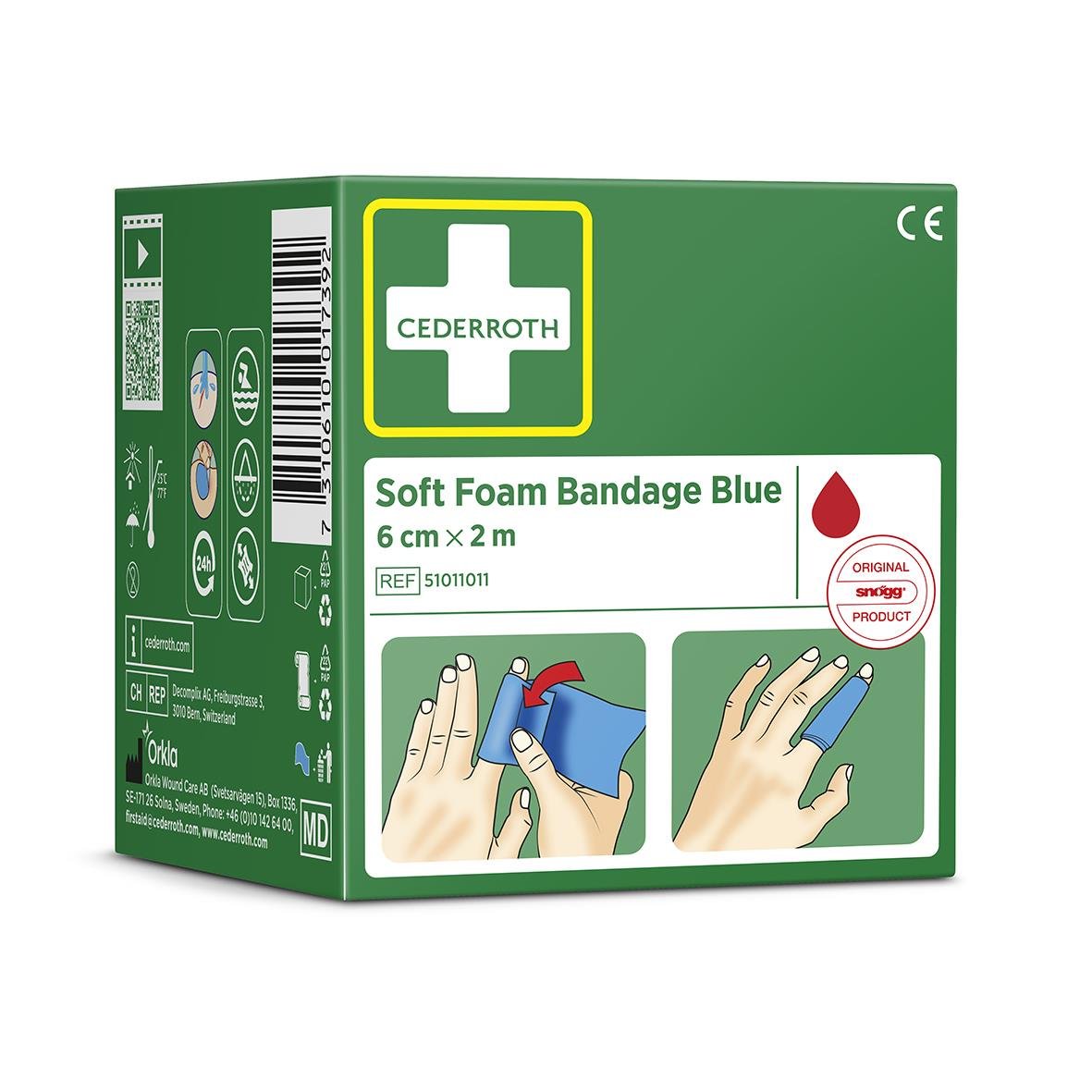 Soft Foam Bandage Cederroth Blå 6cm x 2m 51500226_2