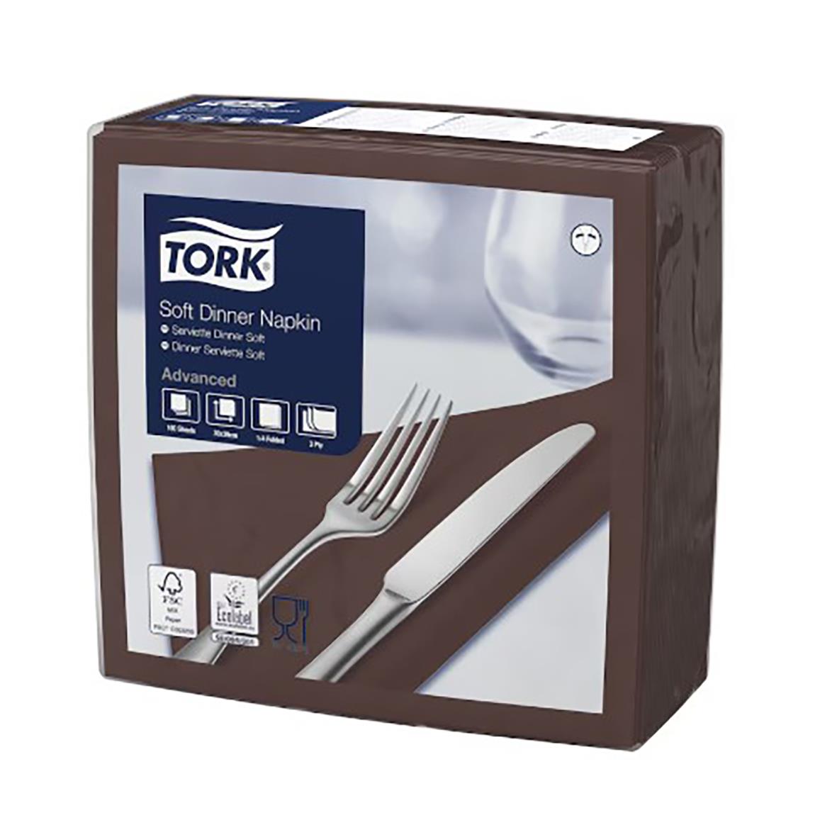 Servett Tork Advance 3-lag, 1/4-delsvikt Brun 39x39cm