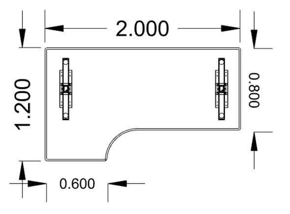 Bordsskiva L-skiva Lanab Vänstersvängt ek 2000x1200mm 70508895_3