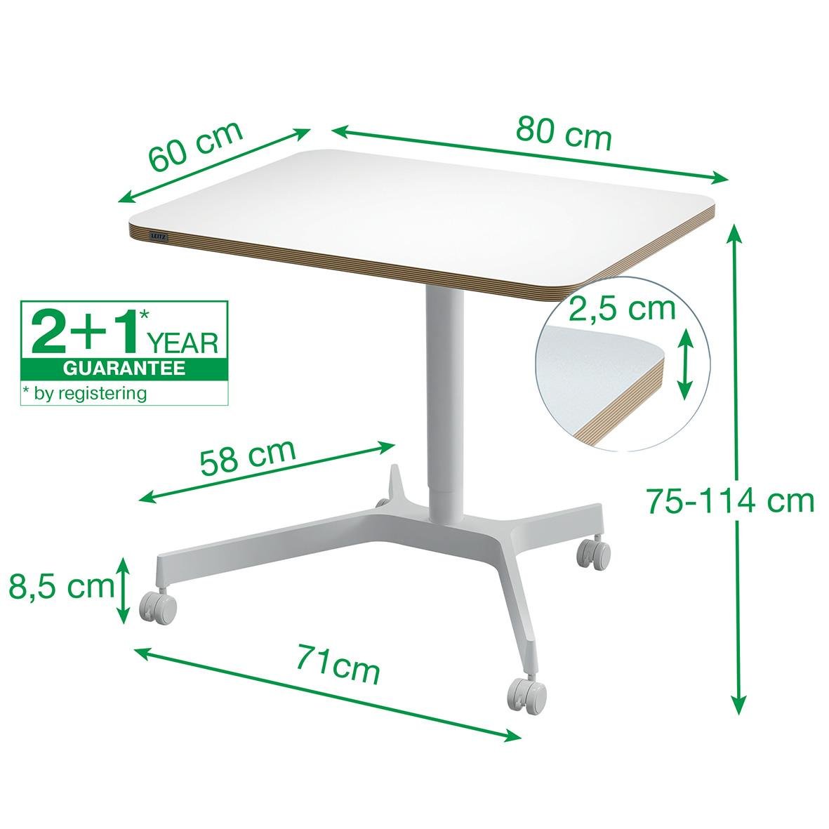 Höj- Sänkbart Skrivbord Leitz Manuellt Vit 80x60cm 70508948_8