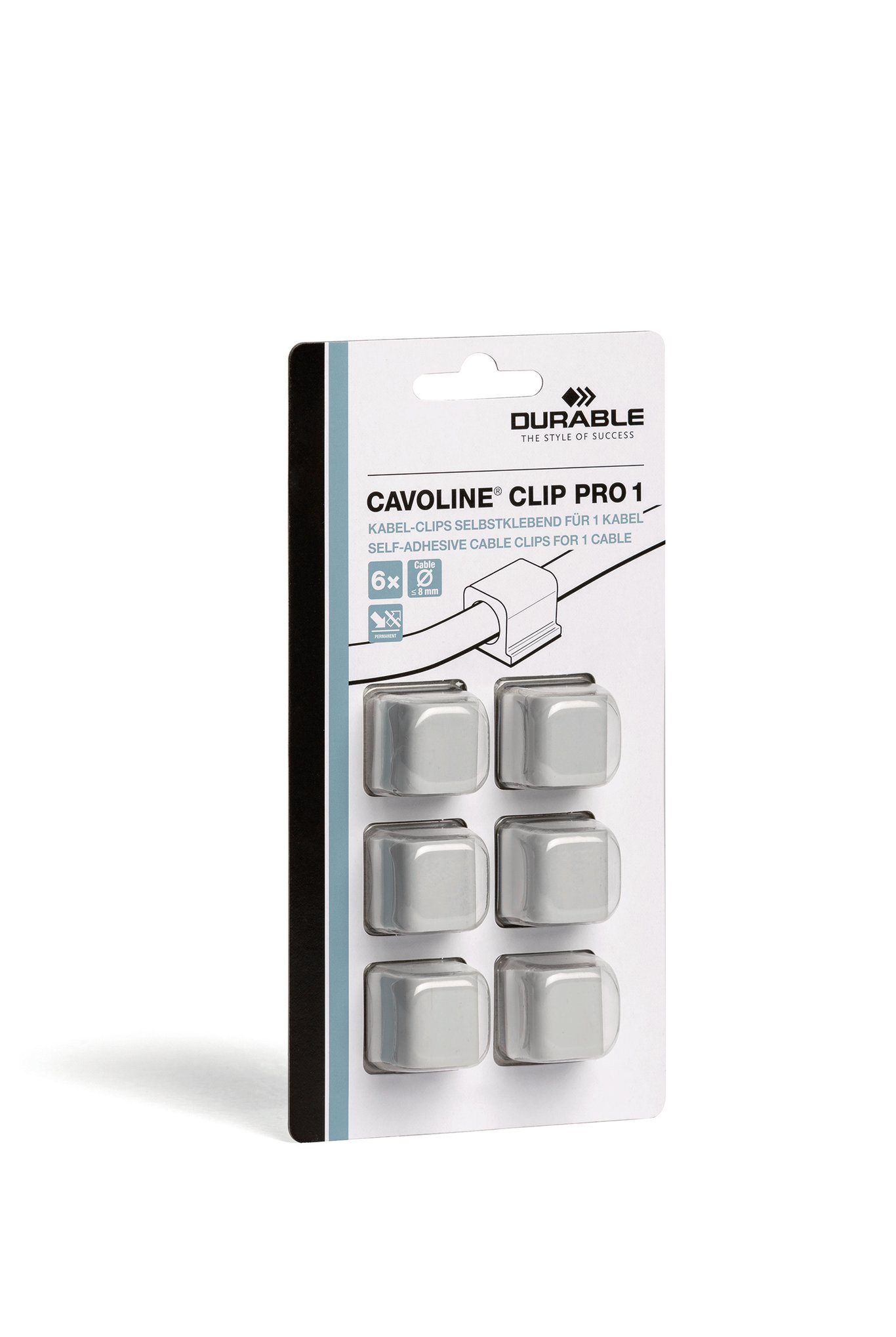 Självhäftande kabelklämma Durable Cavoline Clip Pro 1 för en kabel grå 70620269_4