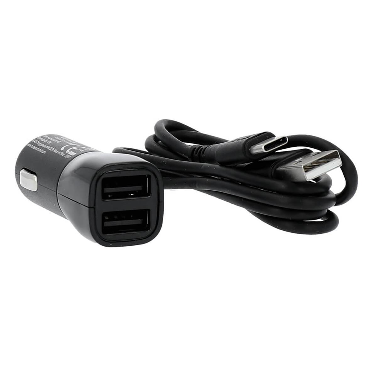 Laddare Gear 12-24V 2xUSB 3.4A Kabel USB-C 2.0 1m Svart