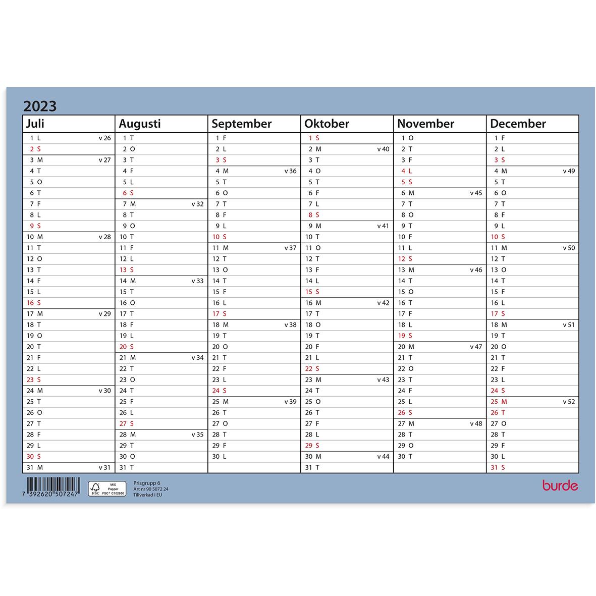 Almanacka Burde 5072 Väggblad 22-23 A4 | AllOffice